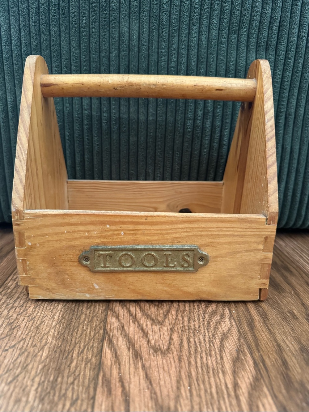 Wooden Tool Caddy - Natural Wood & Brass